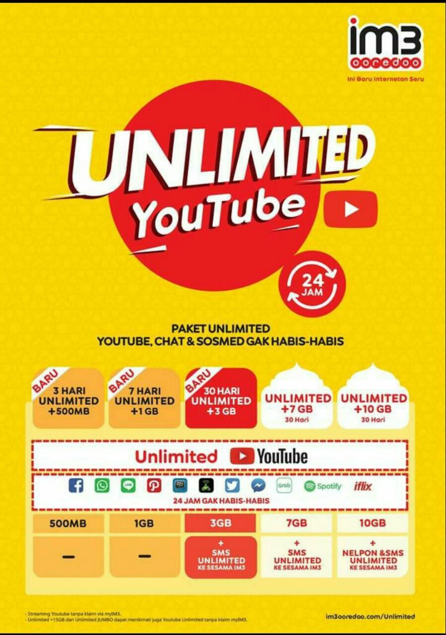 Internet INDOSAT - Unlimited APPS - Indosat 1GB (3G/4G) + 2GB APK , 6hari
